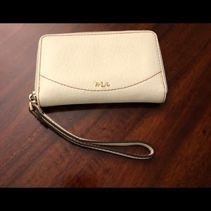 Lauren Ralph Lauren cream leather wristlet